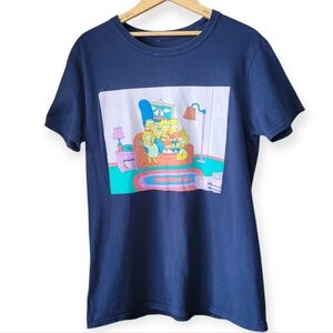 Simpsons Living Room Scene T-shirt  Blue Size MAD Engine 90s medium